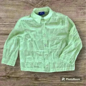 Sheer Lime Green 3/4 Sleeve Blouse Size Small